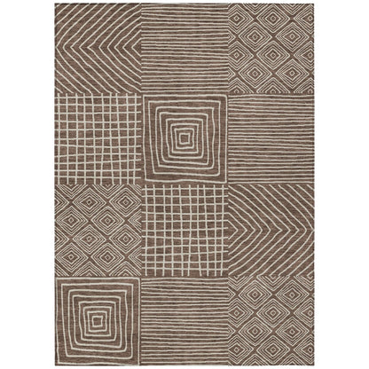 Machine Washable Indoor/ Outdoor Modern Mosaic Chantille Rug