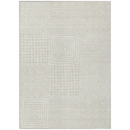 Machine Washable Indoor/ Outdoor Modern Mosaic Chantille Rug