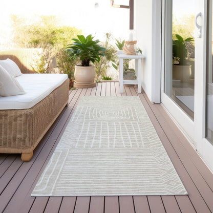 Machine Washable Indoor/ Outdoor Modern Mosaic Chantille Rug
