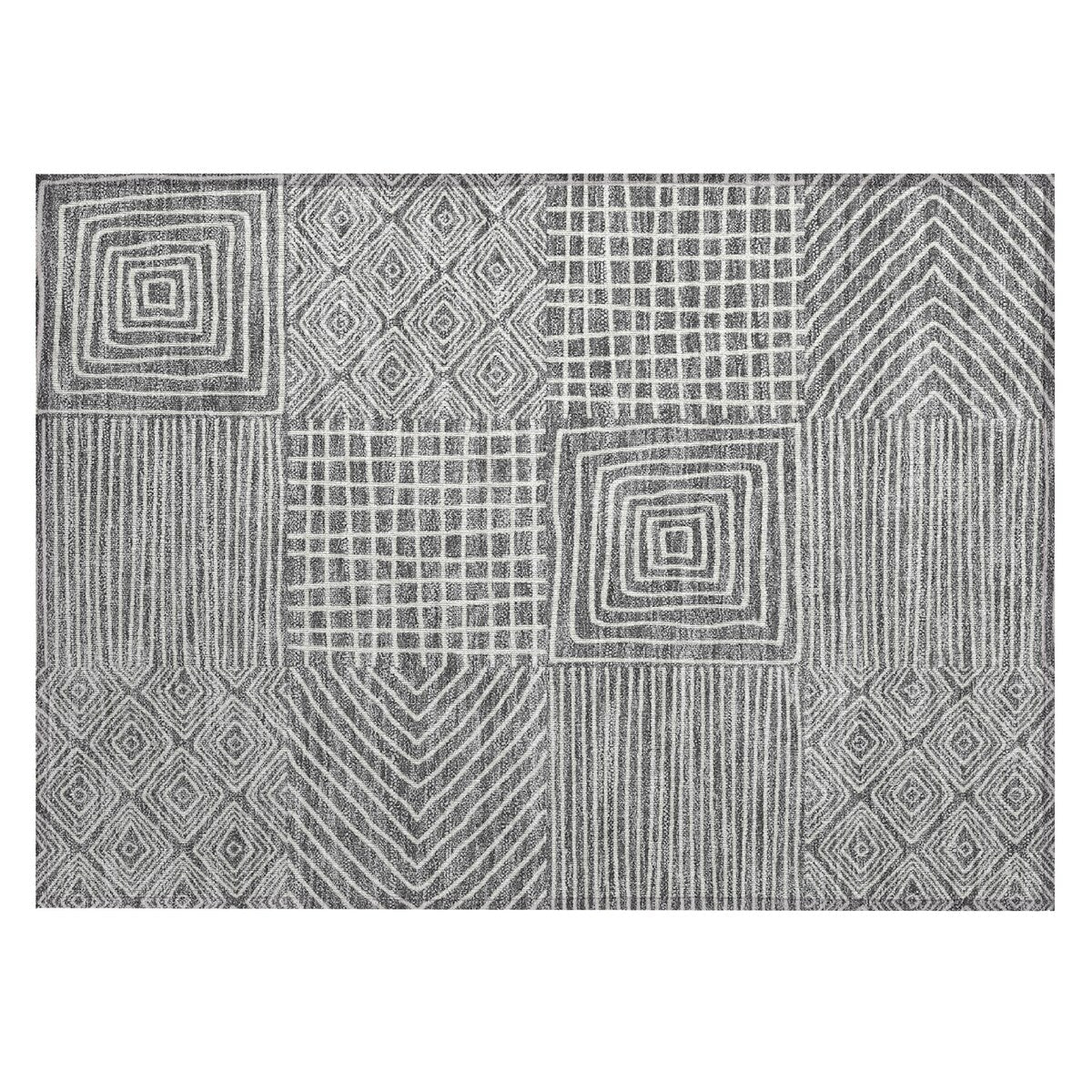 Machine Washable Indoor/ Outdoor Modern Mosaic Chantille Rug