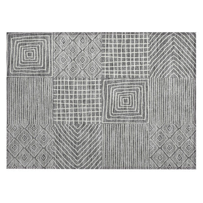 Machine Washable Indoor/ Outdoor Modern Mosaic Chantille Rug
