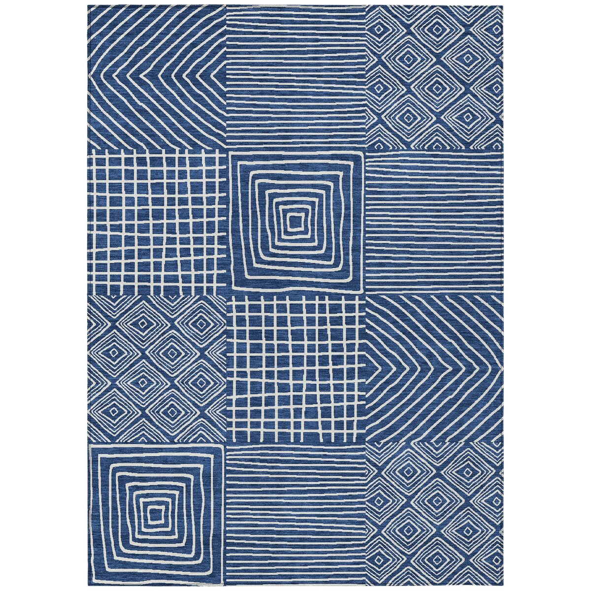 Machine Washable Indoor/ Outdoor Modern Mosaic Chantille Rug