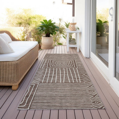 Machine Washable Indoor/ Outdoor Modern Mosaic Chantille Rug