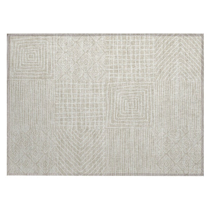 Machine Washable Indoor/ Outdoor Modern Mosaic Chantille Rug