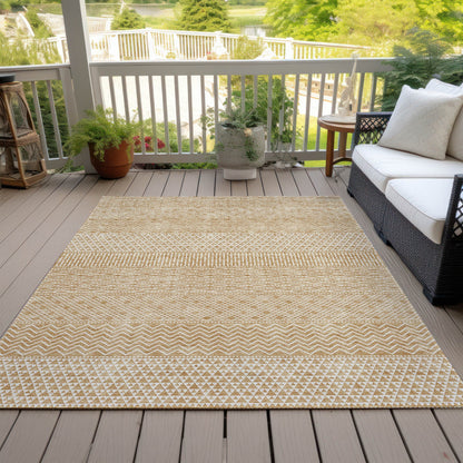 Machine Washable Indoor/ Outdoor Modern Stripes Chantille Rug