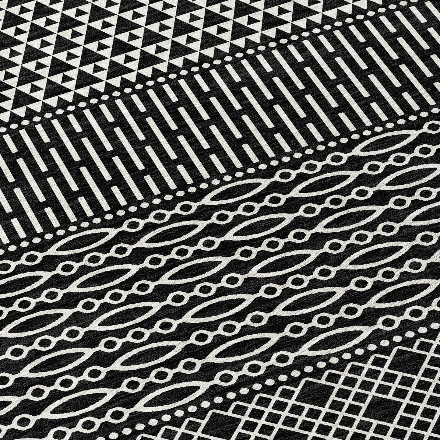 Machine Washable Indoor/ Outdoor Modern Stripes Chantille Rug