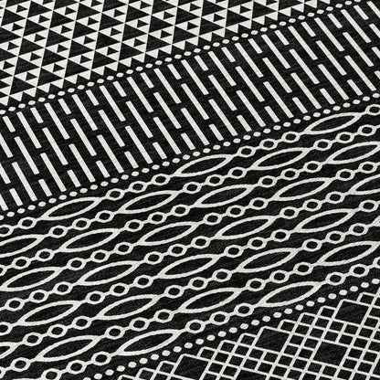 Machine Washable Indoor/ Outdoor Modern Stripes Chantille Rug