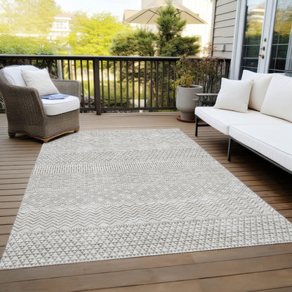 Machine Washable Indoor/ Outdoor Modern Stripes Chantille Rug