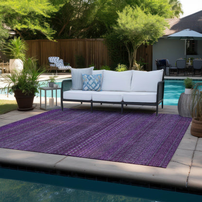 Machine Washable Indoor/ Outdoor Moroccan Stripes Chantille Rug