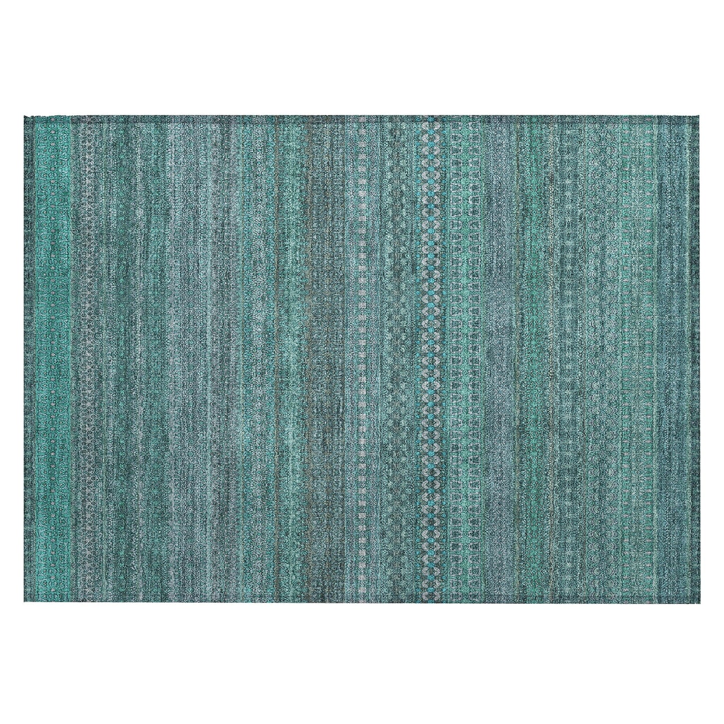 Machine Washable Indoor/ Outdoor Moroccan Stripes Chantille Rug
