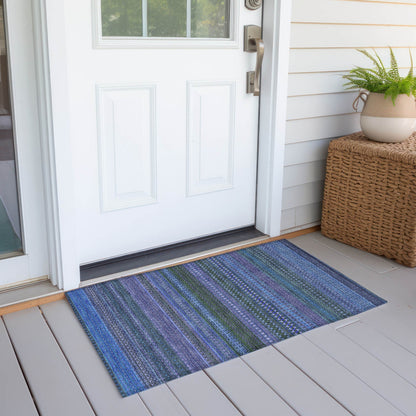 Machine Washable Indoor/ Outdoor Moroccan Stripes Chantille Rug