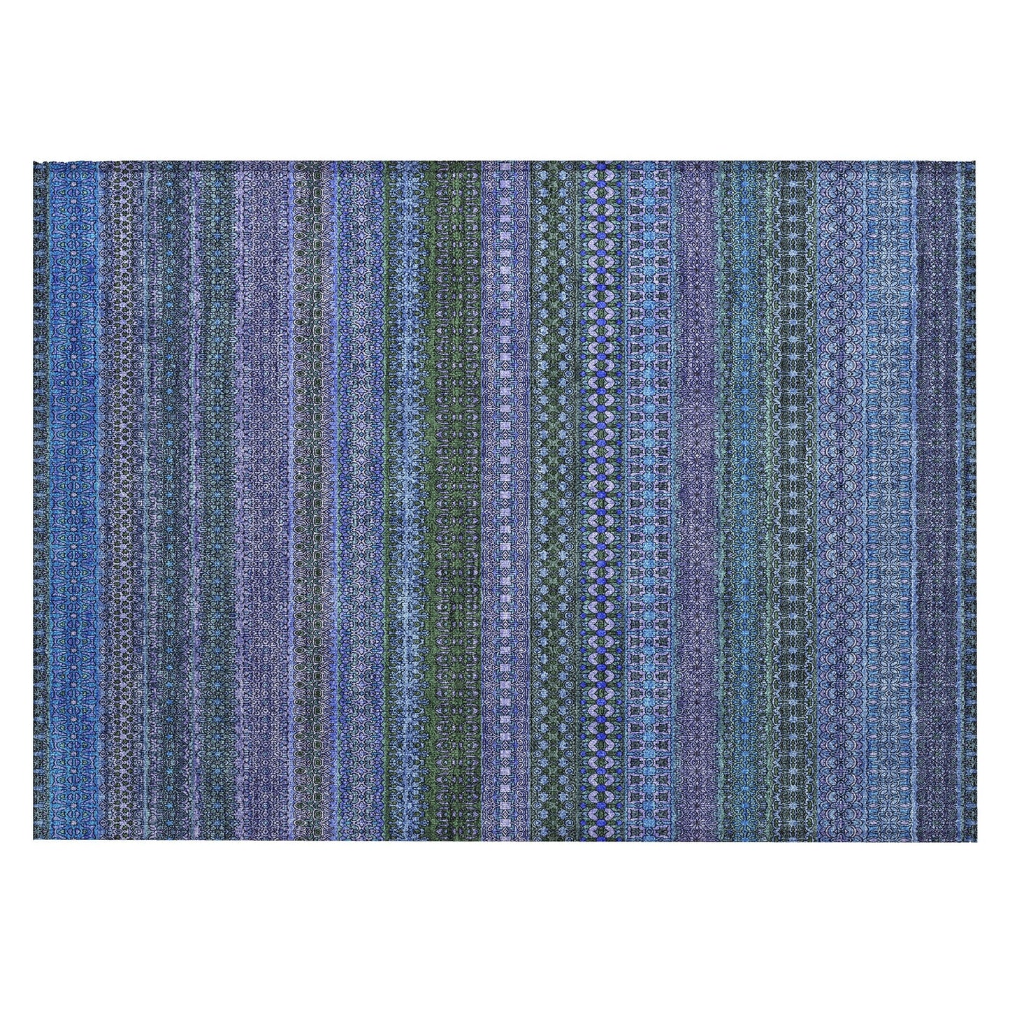 Machine Washable Indoor/ Outdoor Moroccan Stripes Chantille Rug