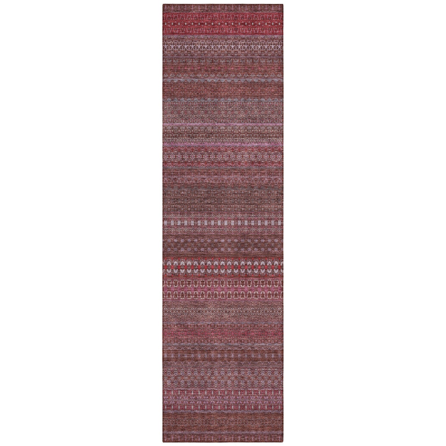Machine Washable Indoor/ Outdoor Moroccan Stripes Chantille Rug