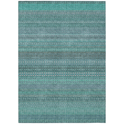 Machine Washable Indoor/ Outdoor Moroccan Stripes Chantille Rug