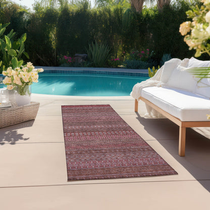 Machine Washable Indoor/ Outdoor Moroccan Stripes Chantille Rug