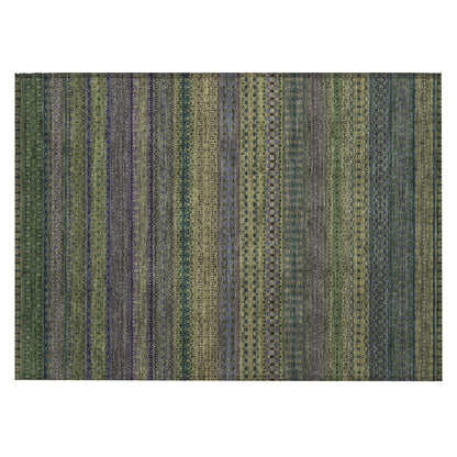 Machine Washable Indoor/ Outdoor Moroccan Stripes Chantille Rug