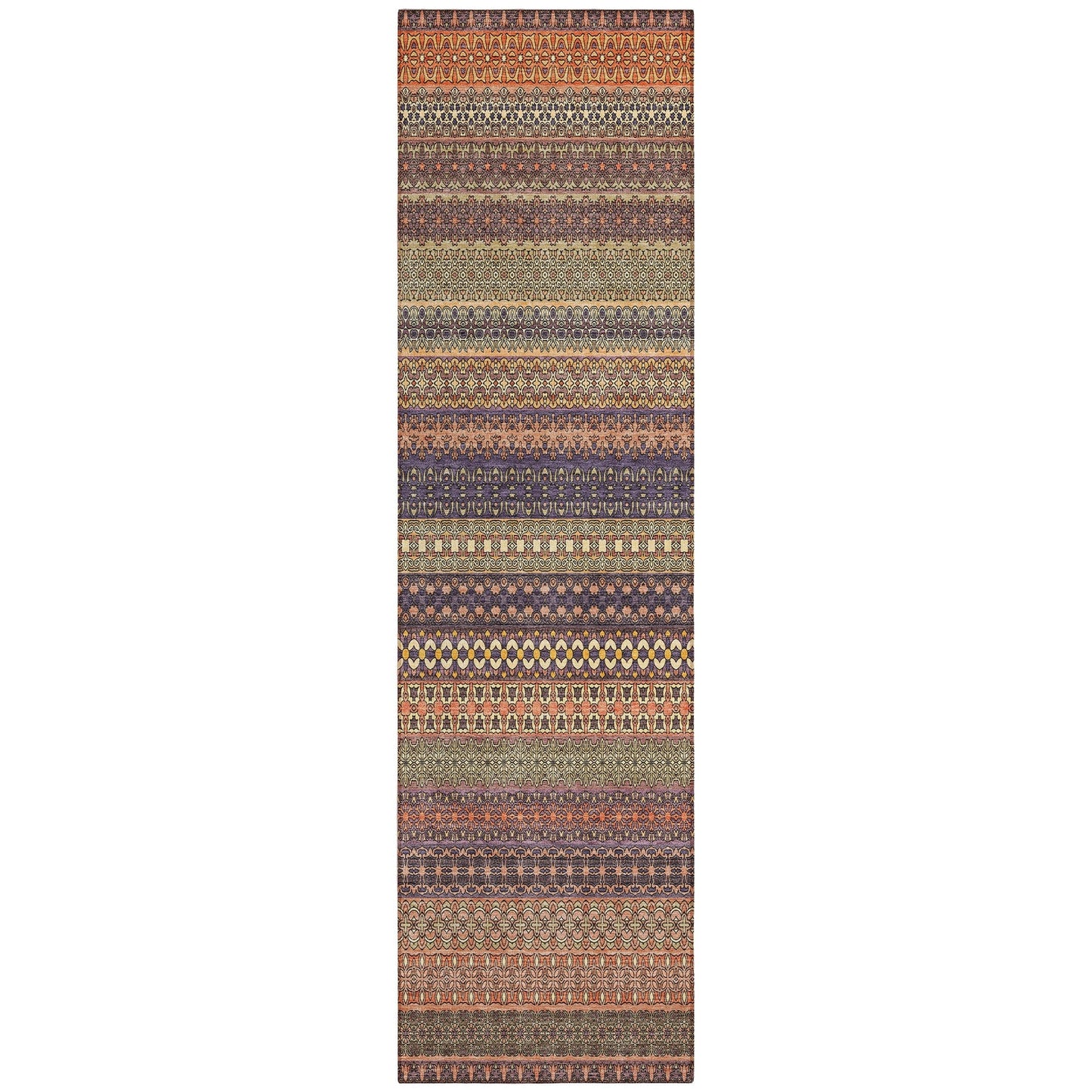 Machine Washable Indoor/ Outdoor Moroccan Stripes Chantille Rug