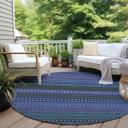 Machine Washable Indoor/ Outdoor Moroccan Stripes Chantille Rug