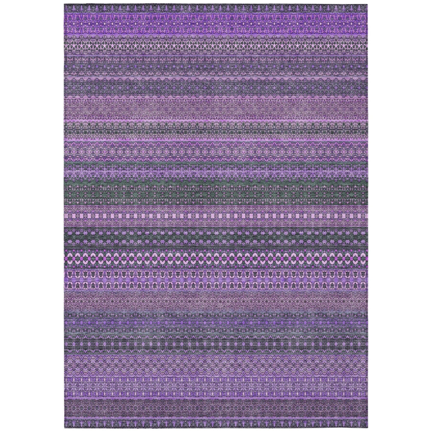 Machine Washable Indoor/ Outdoor Moroccan Stripes Chantille Rug