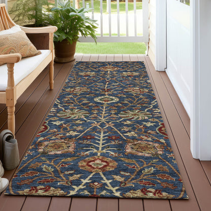 Machine Washable Indoor/ Outdoor Traditional Kashan Chantille Rug