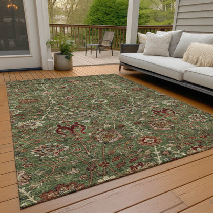 Machine Washable Indoor/ Outdoor Traditional Kashan Chantille Rug