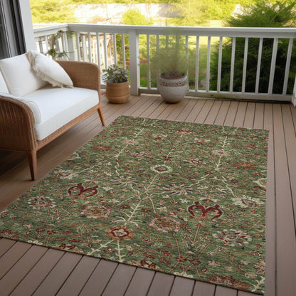 Machine Washable Indoor/ Outdoor Traditional Kashan Chantille Rug