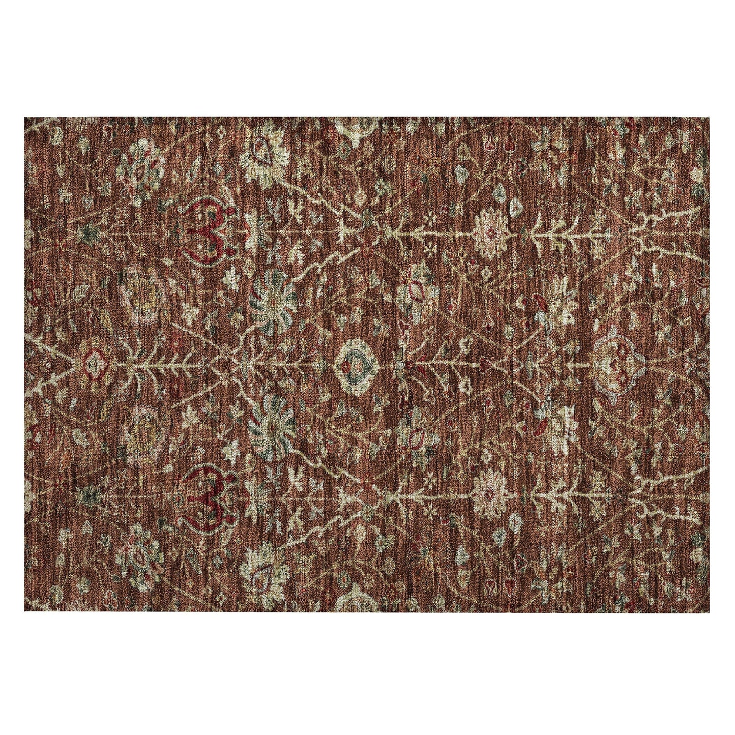 Machine Washable Indoor/ Outdoor Traditional Kashan Chantille Rug