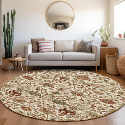 Machine Washable Indoor/ Outdoor Traditional Kashan Chantille Rug
