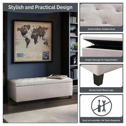 Banc de rangement rembourré à plateau capitonné Sasha de Madison Park