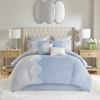 Madison Park Vera 8 Piece Embroidered Microfiber Comforter Set