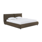 Lit King Size en velours acajou