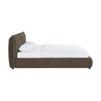 Lit Queen Size en velours acajou