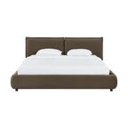 Lit Queen Size en velours acajou
