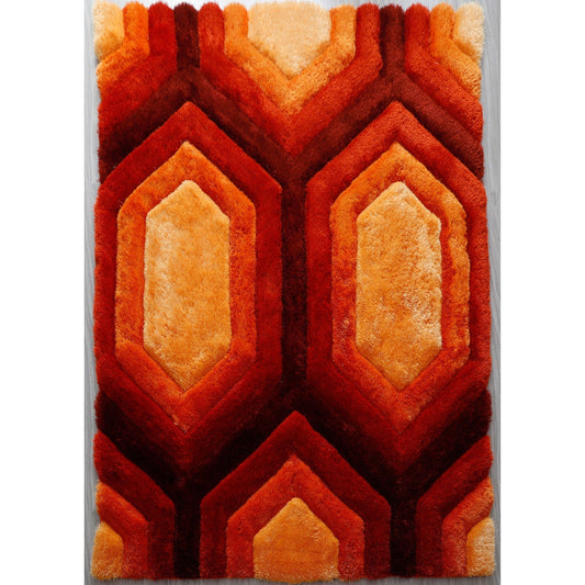 Tapis contemporain Mateos Shag rouge/orange