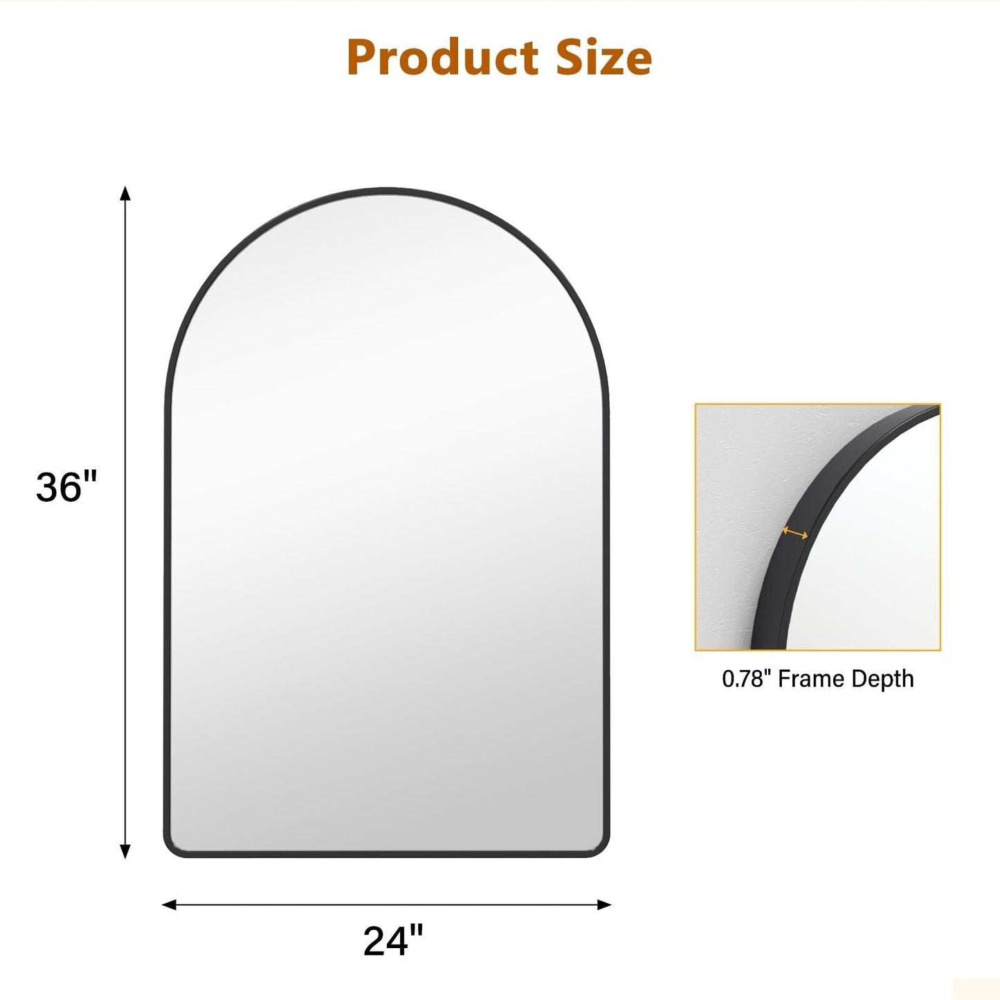 Matte Black Round Mirror