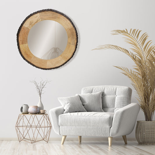 Miroir mural rond en bois Meredith, finition Live Edge, par River of Goods - 30,5 x 1 x 30,5