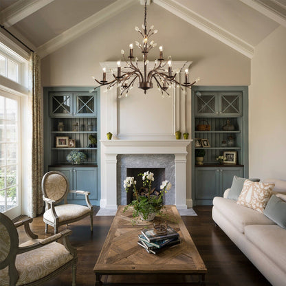 Lustre en cristal style bougie style rétro avec branches d'arbres