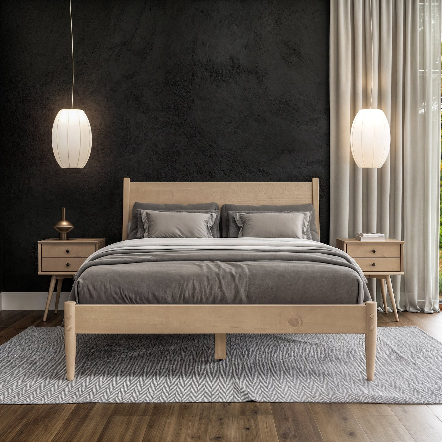 Lit à panneaux du milieu du siècle