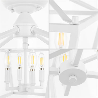 Milton Mini Lantern 4-Light Iron Modern Farmhouse LED Flush Mount, by JONATHAN Y