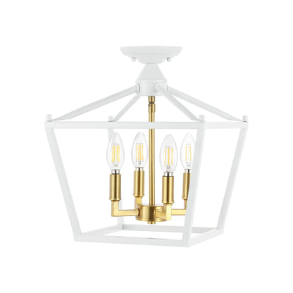 Milton Mini Lantern 4-Light Iron Modern Farmhouse LED Flush Mount, by JONATHAN Y