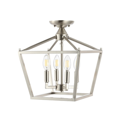 Milton Mini Lantern 4-Light Iron Modern Farmhouse LED Flush Mount, by JONATHAN Y