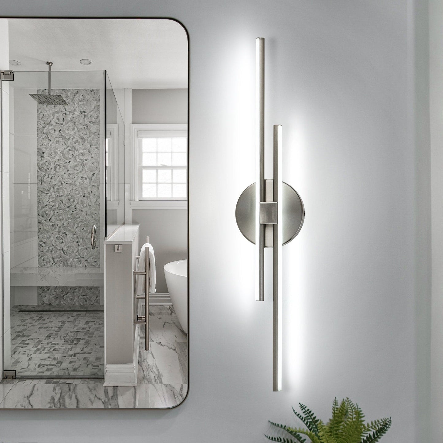 Minimalist 2-Light Dimmable LED Vanity Light Linear Metal Wall Sconce