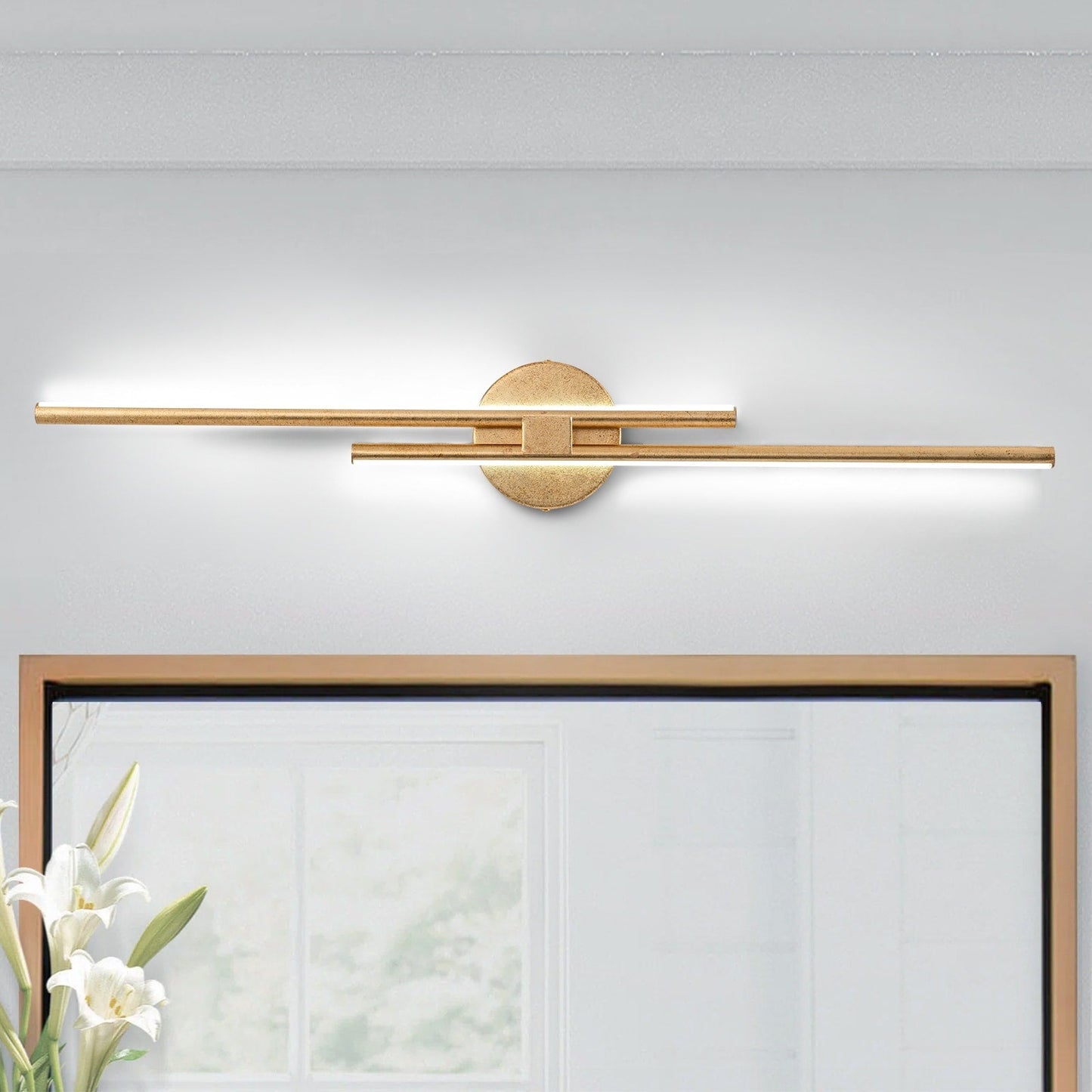 Minimalist 2-Light Dimmable LED Vanity Light Linear Metal Wall Sconce