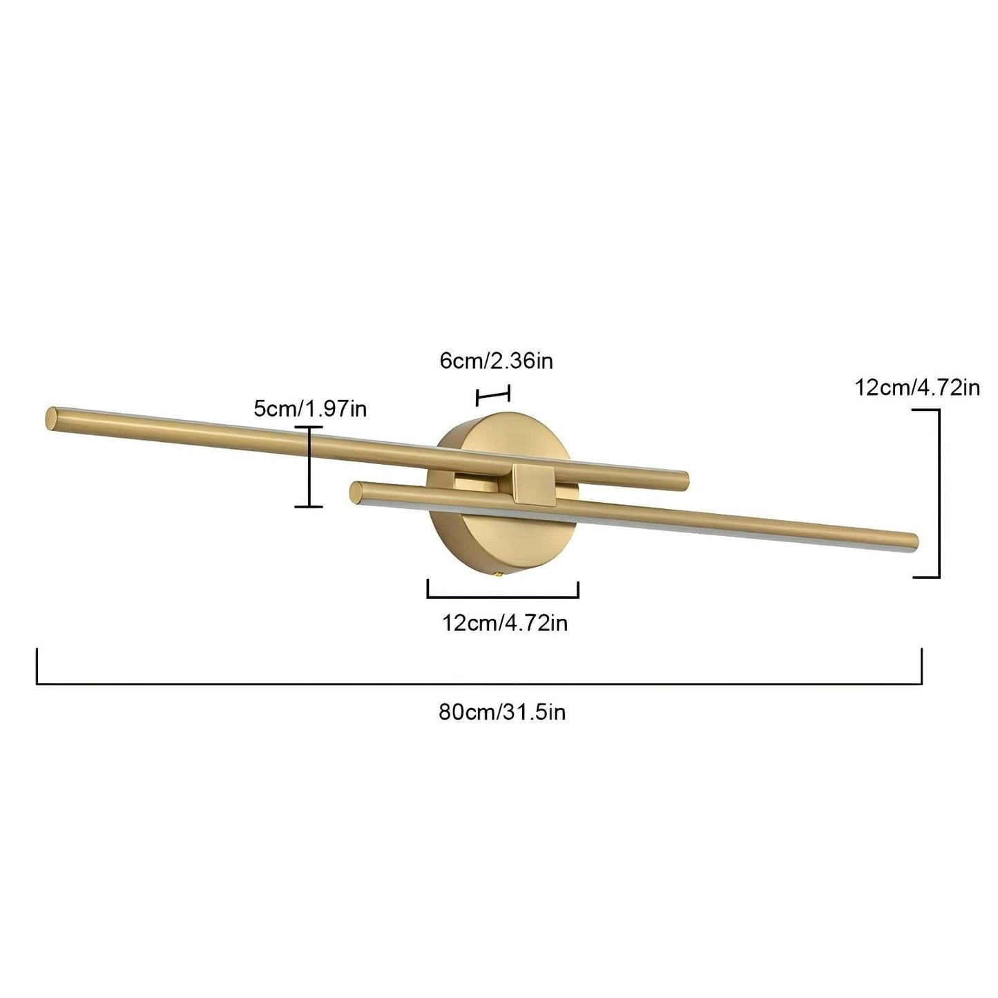 Minimalist 2-Light Dimmable LED Vanity Light Linear Metal Wall Sconce