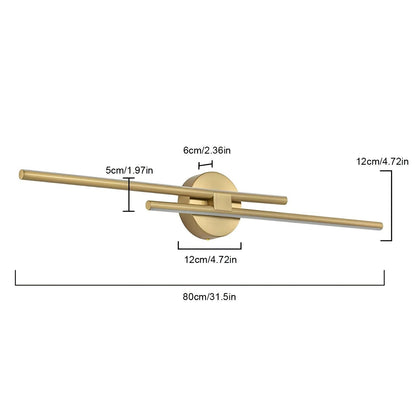 Minimalist 2-Light Dimmable LED Vanity Light Linear Metal Wall Sconce