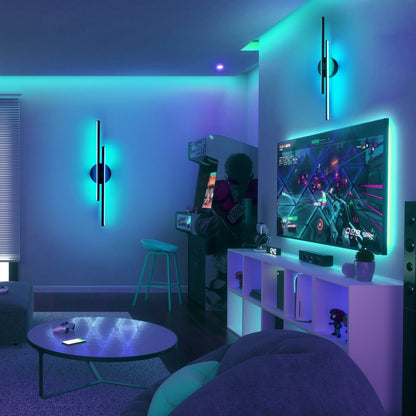 Minimalist 2-Light Dimmable LED Vanity Light Linear Metal Wall Sconce