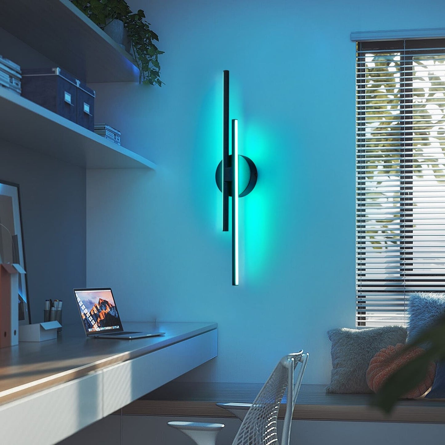 Minimalist 2-Light Dimmable LED Vanity Light Linear Metal Wall Sconce