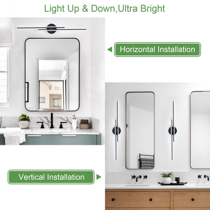 Minimalist 2-Light Dimmable LED Vanity Light Linear Metal Wall Sconce