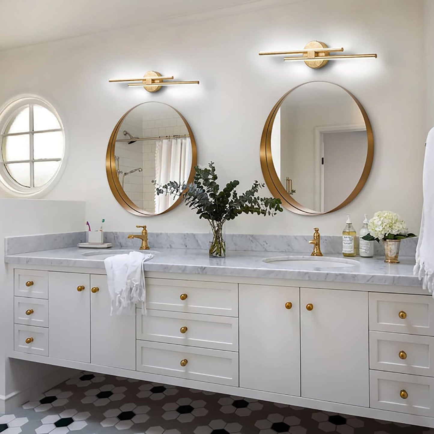 Minimalist 2-Light Dimmable LED Vanity Light Linear Metal Wall Sconce