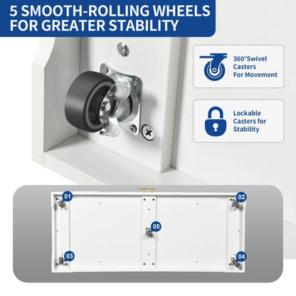 Meuble de rangement pour îlot de cuisine roulant Moasis de 53 pouces, chariot de cuisine mobile portable